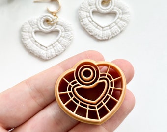 Cortador de arcilla polimérica con forma de donut de macramé / Herramientas de arcilla polimérica / Fabricación de aretes / Herramientas de arcilla para repujado