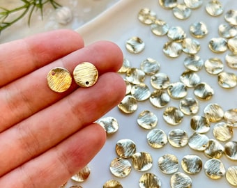 10pcs Textured Brass Curved Circle with Hole | Earring Findings | Earring Charms