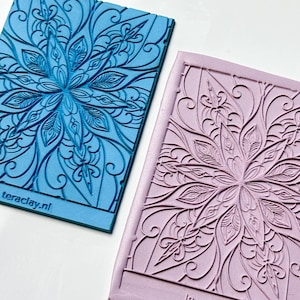 Mandala rechthoek #2 rubberen textuurmat voor polymeerklei | Embossinggereedschap voor klei | Sieradentool van klei
