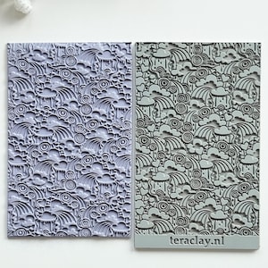 Clouds & Rainbows Rubber Texture Mat for Polymer Clay | Embossing Clay Tools | Clay Jewellery Tool