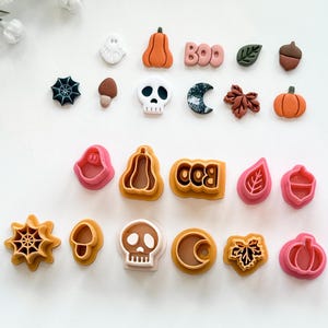 Autumn/Halloween Stud Pack Polymer Clay Cutters | Polymer Clay Tools | Earring Making | Embossing Clay Tools