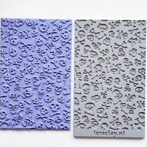 Halloween Skulls Rubber Texture Mat for Polymer Clay | Embossing Clay Tools | Clay Jewellery Tool