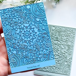 Bloemenmandala rubberen textuurmat voor polymeerklei | Embossinggereedschap voor klei | Sieradentool van klei