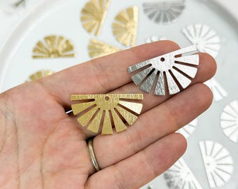 10pcs 18K Gold/Real Platinum Plated Large Half Sun Charm/Pendant with One Hole | Nickel Free
