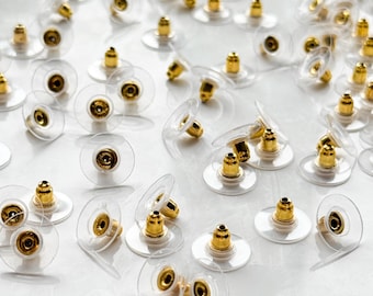 100 cierres de pendientes con forma de bala de acero inoxidable chapados en oro