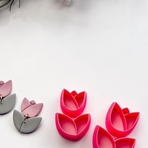 Tulpen & Blätter Ausstechform Set | Polymer Clay Werkzeuge | Schmuckwerkzeug | Ohrring Herstellung | Embossing von Clay-Werkzeugen