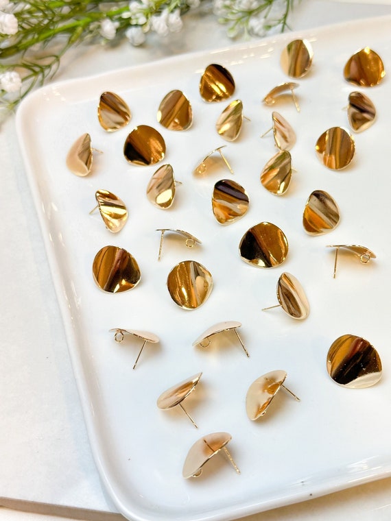10pcs 18K Real Gold Plated Large Teardrop Posts with 316 Surgical Stainless Steel Posts | Earring Findings | Hypoallergenic Earrings