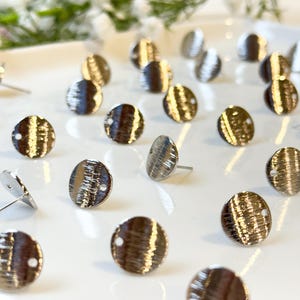 18K Real Gold/White Gold Plated Textured Rounded Stud Posts with 316 Surgical Stainless Steel Posts | Hypoallergenic DIY Earrings White Gold