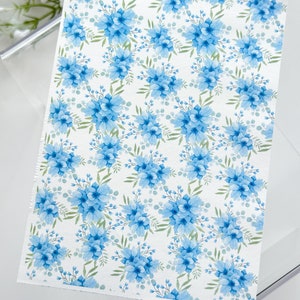Folha de Papel Transfer 252 Buquês Azuis | Papel de transferência de imagem | Ferramentas de argila | Fabricação de brincos de argila