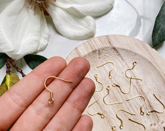 18K Gold Plated Surgical Stainless Steel Earring Fish Hooks 50pcs/bag Anti-Tarnish | Hypoallergenic | Nickel Free Earring Findings