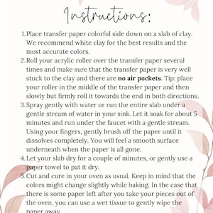 Transfer Paper Sheet 006 Floating Eucalyptus | Water Soluble Paper Sheets | Image Transfer Paper | Clay Tools | Clay Earrings Making image 2