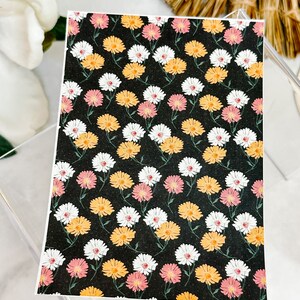 Transfer Paper Sheet 100 Daisies on Black Background | Water Soluble Paper Sheets | Image Transfer Paper | Clay Tools | Clay Earrings Making