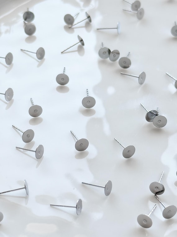 316 Surgical Stainless Steel Earring Flat Stud Posts 50pcs/bag Anti-Tarnish | Earring Jewelry Findings