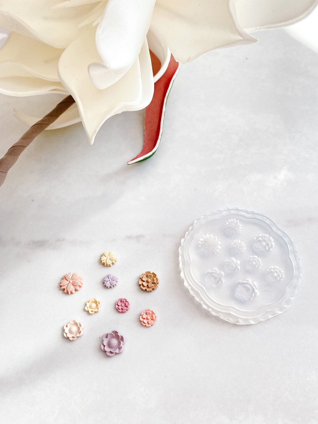2 Stampini In Silicone Per Resina E Argilla, Forma Di Piccoli Fiori E Foglie - Kit Per Gioielli Fai Da Te, Orecchini, Portachiavi