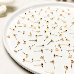 10pcs 18K Real Gold Plated Rounded Brass Stud Posts with 316 Surgical Stainless Steel Posts Earring Findings Hypoallergenic Earrings image 3