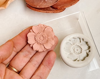 Mohnblume Silikonform für Polymer Clay | Harz Schmuckherstellung | Nagelkunst