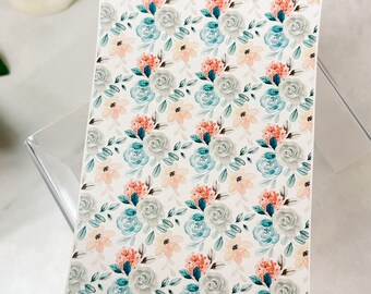 Transfer Paper Sheet 132 Blue & Green Florals | Water Soluble Paper Sheets | Image Transfer Paper | Clay Tools | Clay Earrings Making