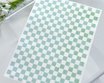 Transfer Paper Sheet 317 Green Checkerboard | Image Transfer Paper | Clay Tools | Clay Earrings Making