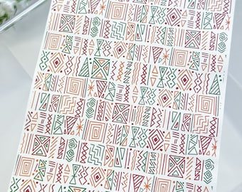 Transfer Paper Sheet 313 Colorful Aztec | Image Transfer Paper | Clay Tools | Clay Earrings Making