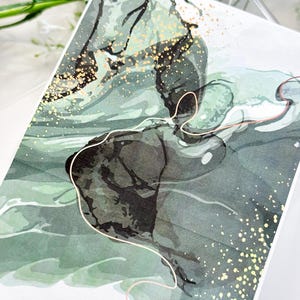 Foglio di carta transfer 403 Marmo Verde e Oro / Fogli di carta solubili in acqua / Carta transfer per immagini / Strumenti per argilla / Realizzazione di orecchini in argilla