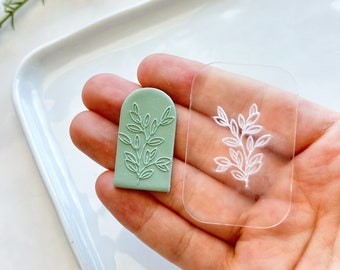 Leafy Vine Acrylic Texture Tile | Acrylic Embossing Stamp | Polymer Clay Debossing Tool | Clay Earrings Making Tool