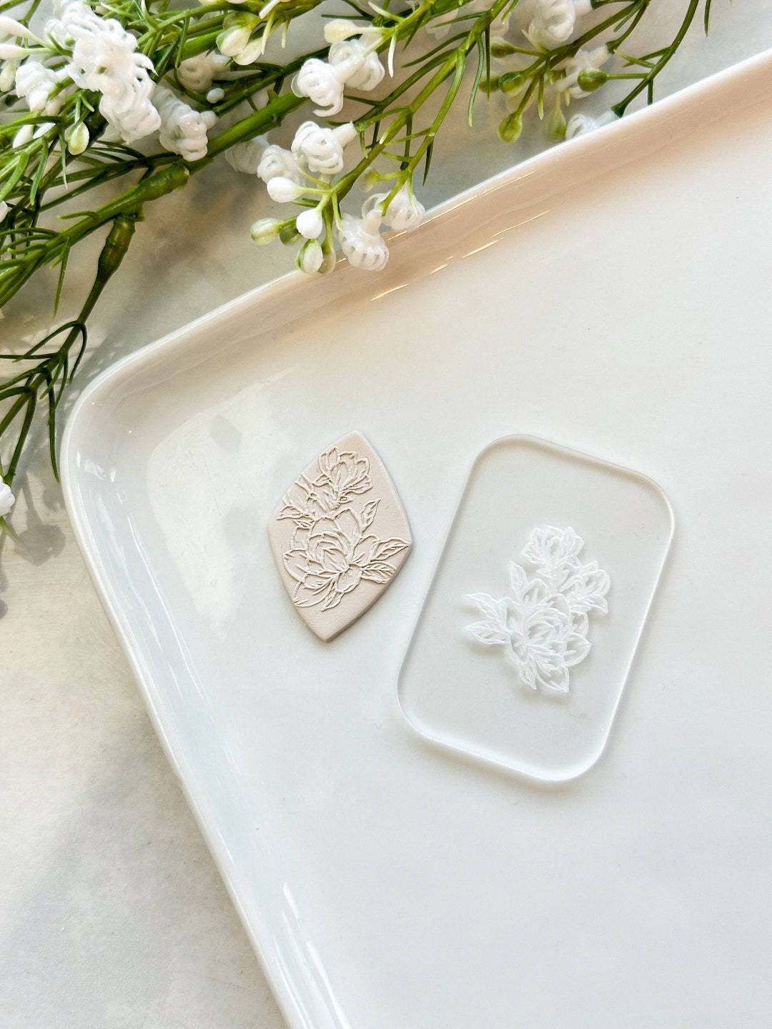 Lotus Acrylic Texture Tile | Acrylic Embossing Stamp | Polymer Clay ...