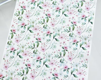 Transfer Paper Sheet 286 Pink Flowers & Green Foliage | Image Transfer Paper | Clay Tools | Clay Earrings Making