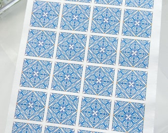 Transfer Paper Sheet 324 Blue Tiles | Image Transfer Paper | Clay Tools | Clay Earrings Making