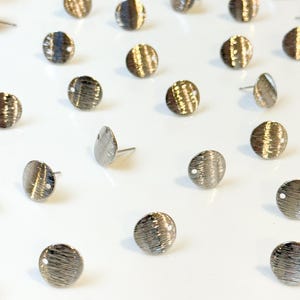 18K Real Gold/White Gold Plated Textured Rounded Stud Posts with 316 Surgical Stainless Steel Posts | Hypoallergenic DIY Earrings image 7