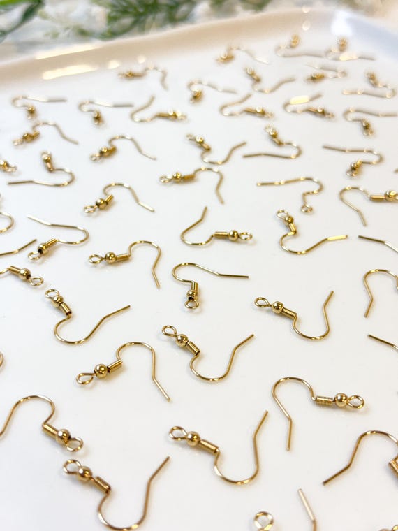 18K Gold Plated Surgical Stainless Steel Earring Fish Hooks 50pcs/bag Anti-Tarnish |  Earring Jewelry Findings