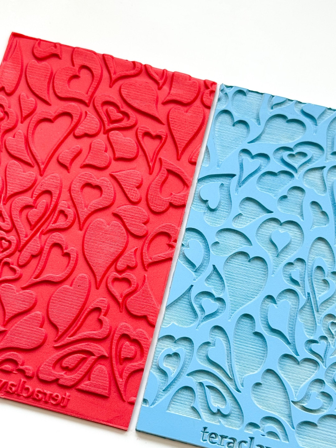 Wavy Pattern Embossing Wavy Hearts Polymer Clay Texture Mat – Romantic Swirl Heart Embossing ...