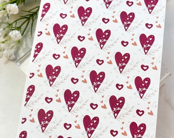 Transfer Paper Sheet 234 Red Leafy Hearts | Image Transfer Paper | Clay Tools | Clay Earrings Making