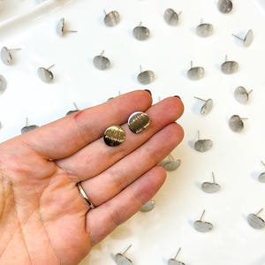 18K Real Gold/White Gold Plated Textured Rounded Stud Posts with 316 Surgical Stainless Steel Posts | Hypoallergenic DIY Earrings image 5