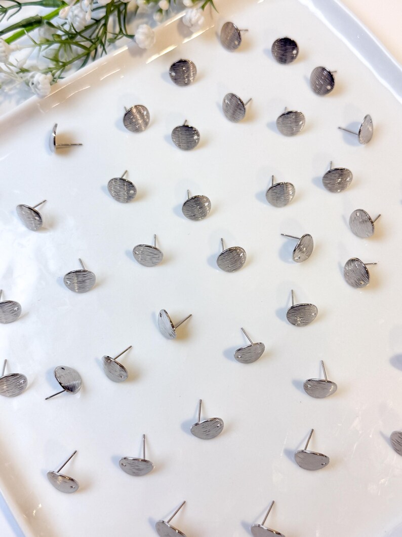 18K Real Gold/White Gold Plated Textured Rounded Stud Posts with 316 Surgical Stainless Steel Posts | Hypoallergenic DIY Earrings image 9