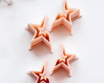 Star Hoop Mirrored Set Polymer Clay Cutters | Polymer Clay Tools | Earring Making | Embossing Clay Tools