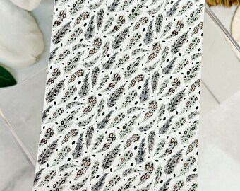 Transferpapierbogen 090 Boho-Federn | Wasserlösliche Papierbögen | Bildtransferpapier | Tonwerkzeuge | Herstellung von Tonohrringen