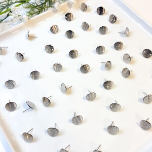 18K Real Gold/White Gold Plated Textured Rounded Stud Posts with 316 Surgical Stainless Steel Posts | Hypoallergenic DIY Earrings image 8
