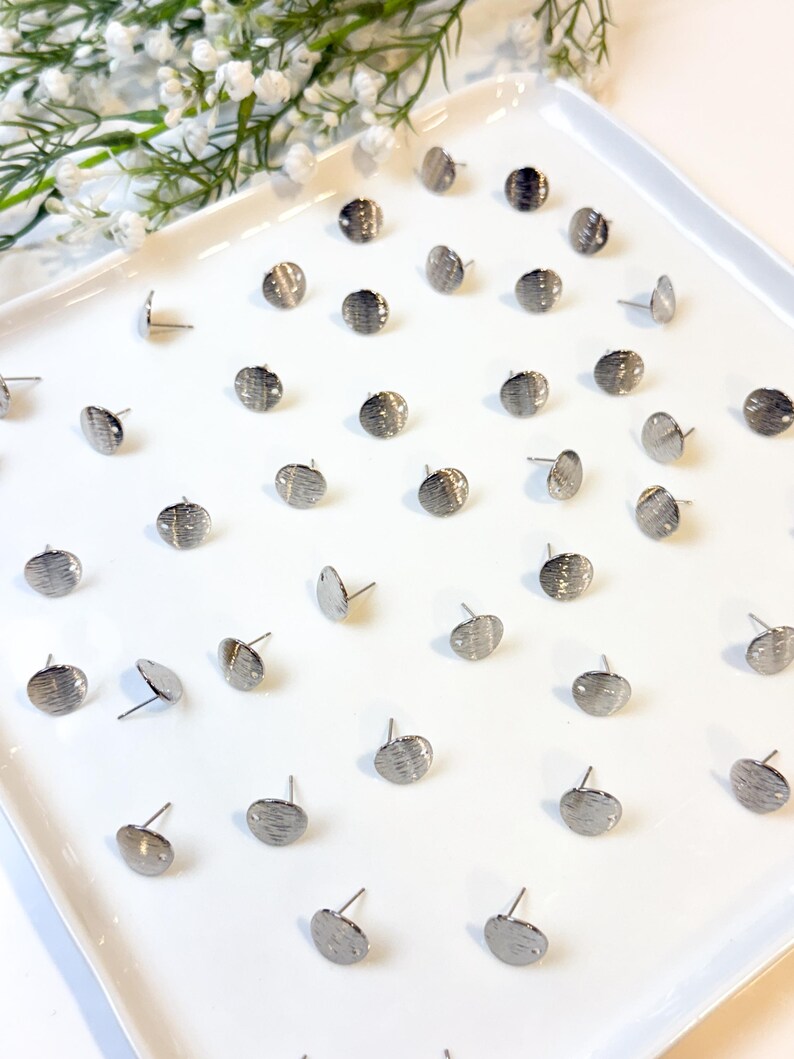 18K Real Gold/White Gold Plated Textured Rounded Stud Posts with 316 Surgical Stainless Steel Posts | Hypoallergenic DIY Earrings image 8