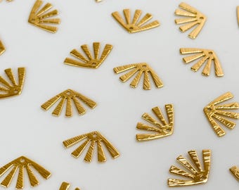 10pcs 18K Gold Plated Half Sun Pendant with One Hole | Nickel Free