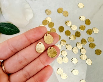 10pcs Textured Brass Drop Charms with Hole