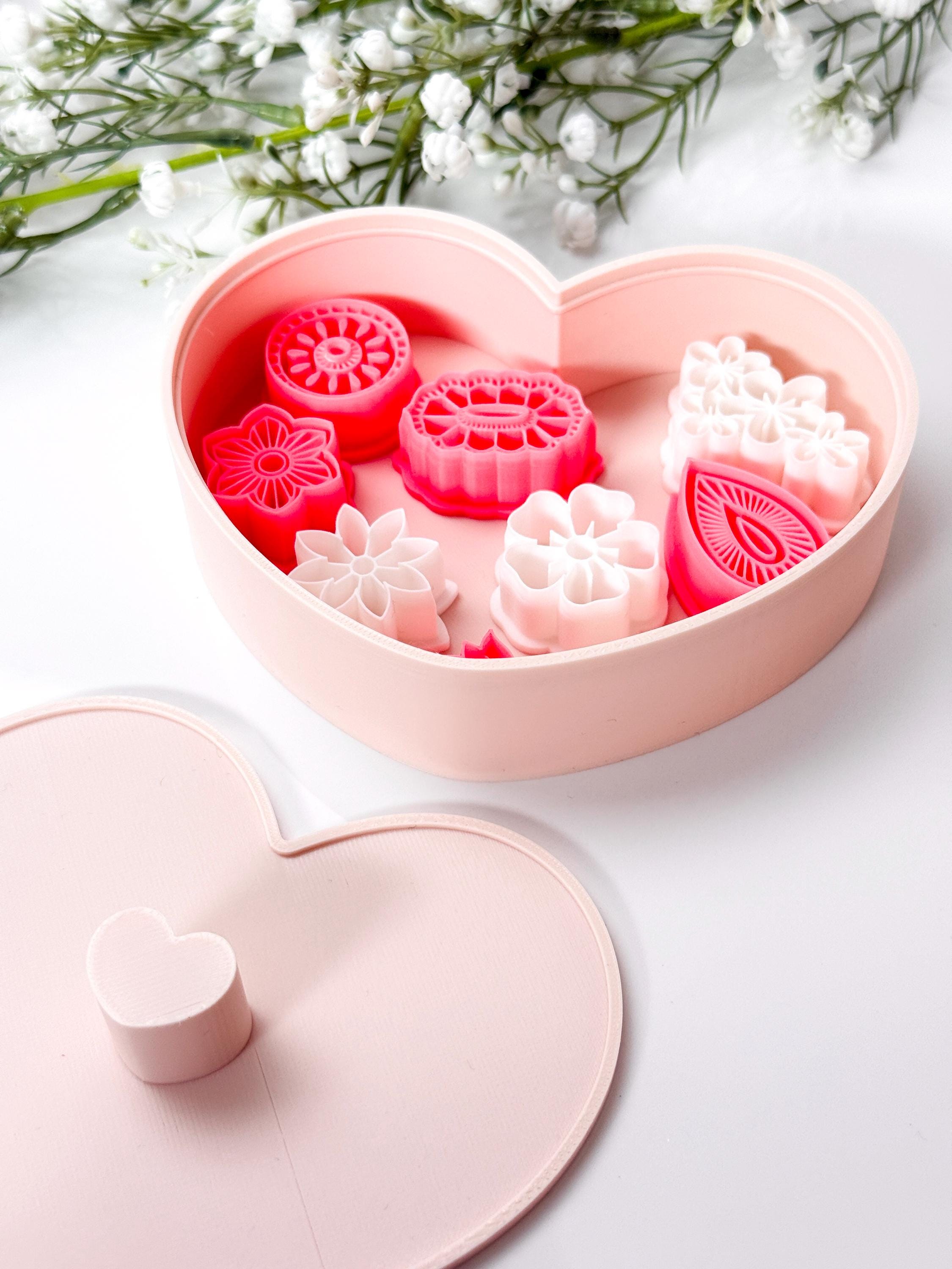 Heart Container 2d 3D Printed Heart Storage Container | Polymer Clay Tools | Clay Earrings ...