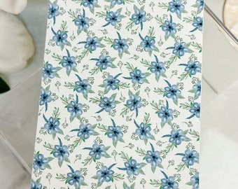 Transfer Paper Sheet 093 Blue Flowers | Water Soluble Paper Sheets | Image Transfer Paper | Clay Tools | Clay Earrings Making