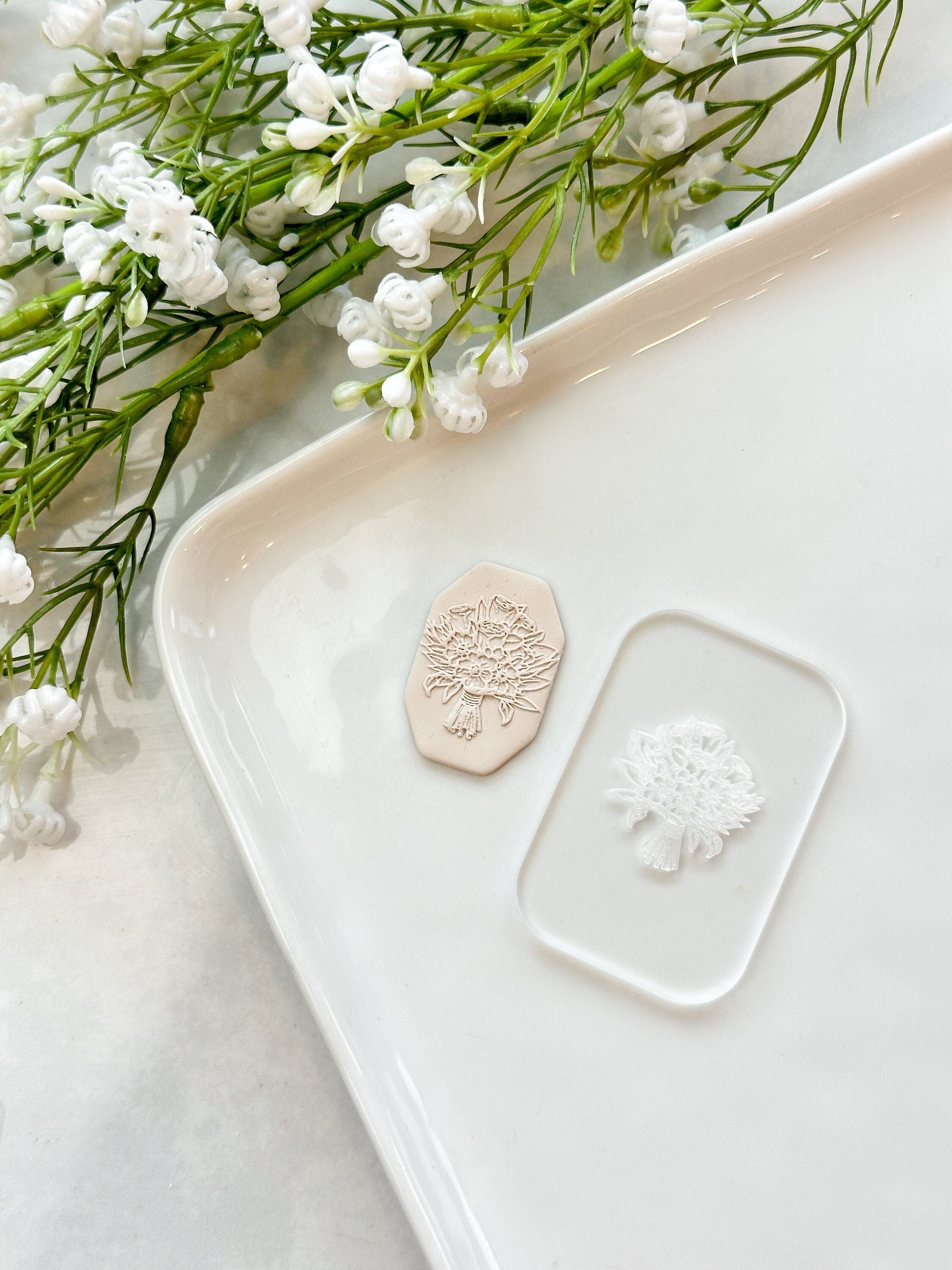 Bouquet Acrylic Texture Tile | Acrylic Embossing Stamp | Polymer Clay ...