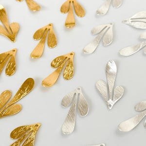 10pcs 18K Gold/925 Sterling Silver Plated Leaf Charm/Pendant with One Hole | Nickel Free