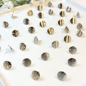 18K Real Gold/White Gold Plated Textured Rounded Stud Posts with 316 Surgical Stainless Steel Posts | Hypoallergenic DIY Earrings image 6