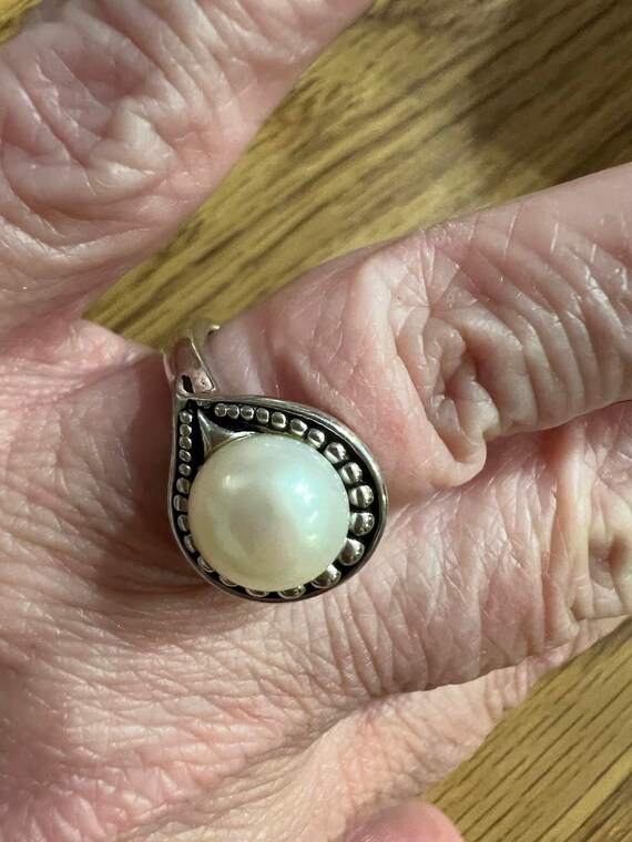 Faux Pearl and Sterling Silver Ring