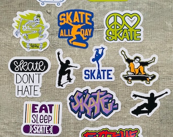 Skate Stickers: Glossy, Colorful Skateboard Decals (14 pc)