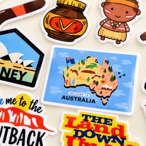 Waterproof Vinyl Australia Sticker Pack: Koala, Kangaroo, Sydney Opera House, Flag image 2