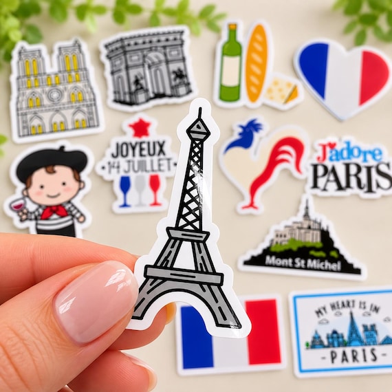LOUVINI PARIS シールステッカー France Sticker Pack: Waterproof Vinyl, 14 Designs (6cm Height) - Etsy
