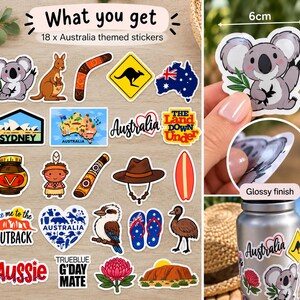 Waterproof Vinyl Australia Sticker Pack: Koala, Kangaroo, Sydney Opera House, Flag image 5